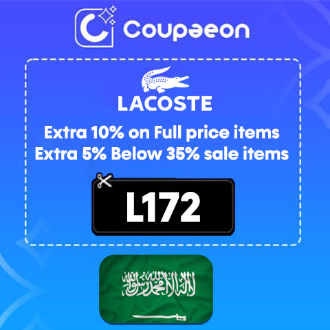 Extra 10% OFF Full priced only | Lacoste KSA (L172) Copy Code